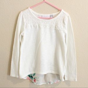🌸4 for $16🌸 Girls Ivory Floral High Low Sweater